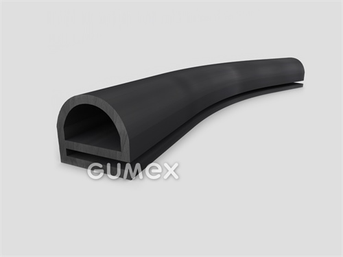 Gumový profil tvaru "e" s dutinkou, 18x20/2mm, 60°ShA, EPDM, -40°C/+100°C, čierny